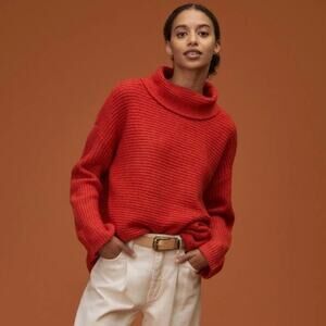 ANTHROPOLOGIE Pilcro Chunky Cowlneck Sweater Red XS